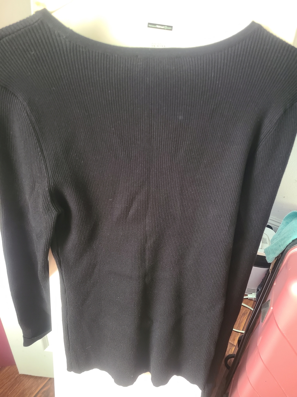 26 International Black Ribbed Crewneck Top
